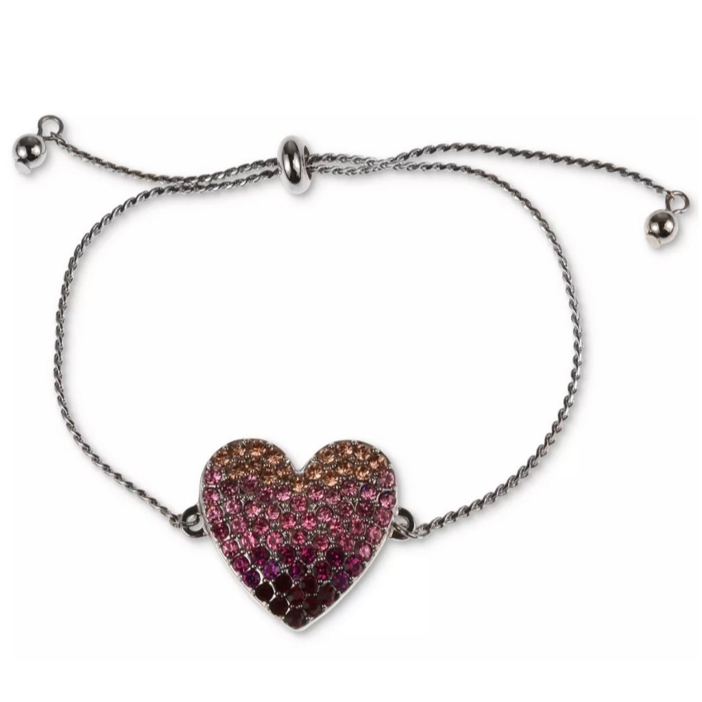 Holiday Lane Ombre Stone Heart Slider Bracelet Nwd